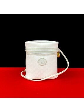 Gucci Vintage Micro GG Logo Leather Mini Shoulder Bag Vanity White